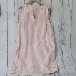 Liz Claiborne NWT Pink and Cream Checkered Dress Size XXL 100% Cotton